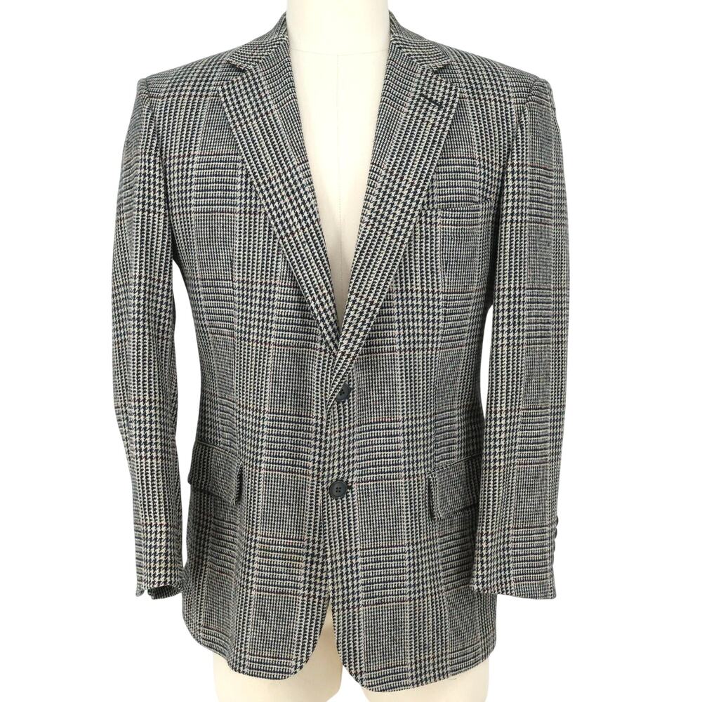 Gieves and Hawkes Sport Coat Mens 42R Black Beige Silk Wool Falmouth Jacket Vtg